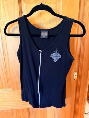 Harley-Davidson Black Tank with Front Zip and Logo